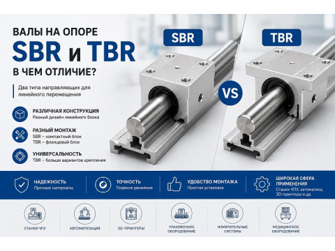 Валы на опоре SBR и TBR: технические отличия, характеристики и особенности выбора