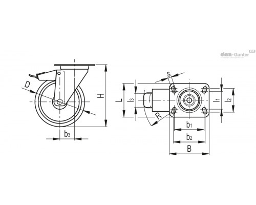 Колесико RE.FF-080-SSF-N (451121) ELESA+GANTER