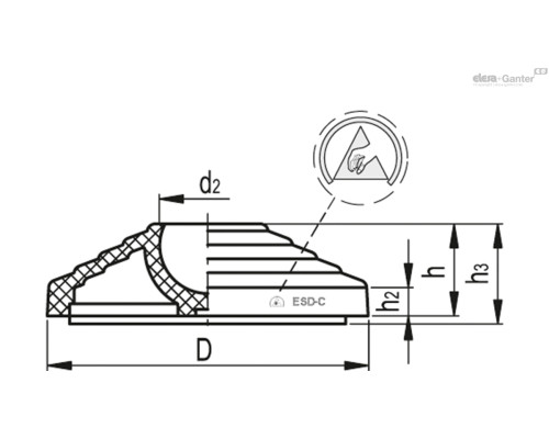 Основание для опор LV.A-125-24-AS-ESD-C (301772-ESD) ELESA+GANTER