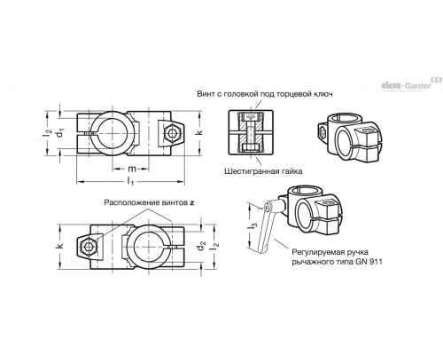 Зажим GN 132-B32-B32-56-2-SW ELESA+GANTER