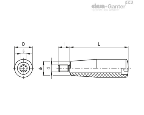 Цилиндрическая ручка I.281/65+x-M10 (22512) ELESA+GANTER