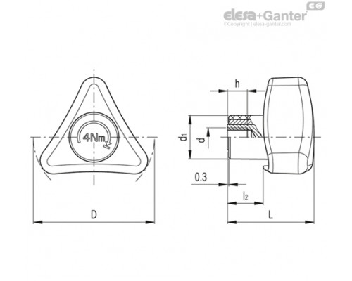 Ручка с ограничением крутящего момента VTD.60-AZ-M6-2Nm (35601-2N) ELESA+GANTER