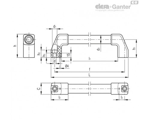 Трубчатая ручка M.1043/20-180-EP (37624-R) ELESA+GANTER