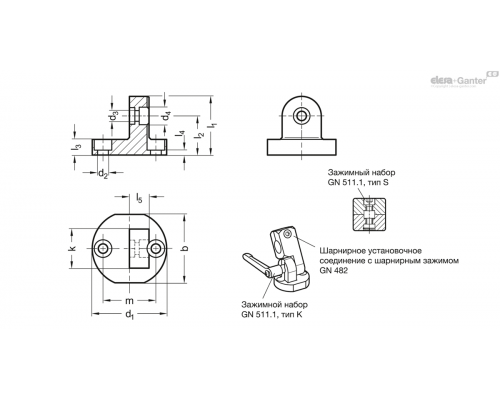 Основание для зажима GN 485-25-MT ELESA+GANTER