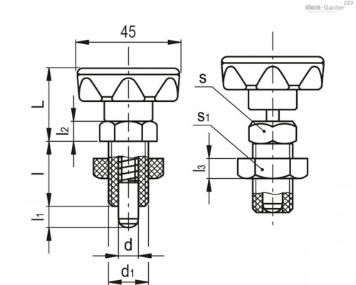 Штифт стопорный PMT.110-SST-10-M20x1,5-AK (51842) ELESA+GANTER