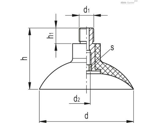 Вакуумная присоска VVI-85-G1/8-T-S (VV.54036) ELESA+GANTER