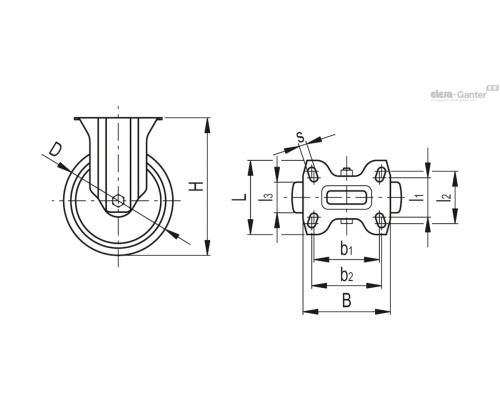 Колёсико RE.G1-150-PBL-N (452666) ELESA+GANTER