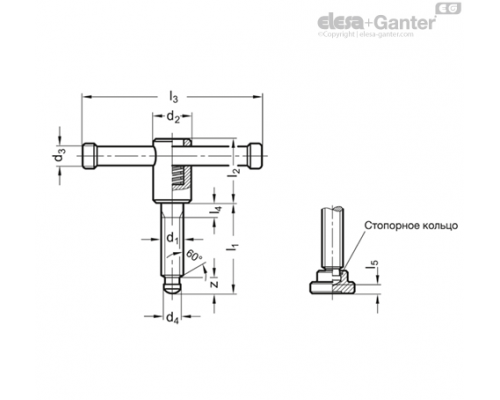 Винт с перекидной рукояткой DIN 6306-M12-60-D ELESA+GANTER