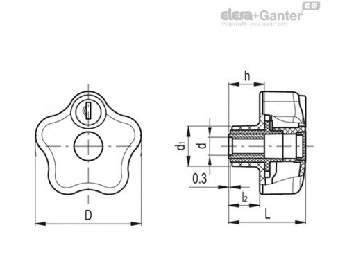 Лепестковая ручка с функцией защиты VLSK.63 B-M6-U (76801) ELESA+GANTER