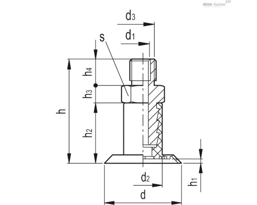 Вакуумная присоска VVA-30-G1/4-T-S (VV.45026) ELESA+GANTER