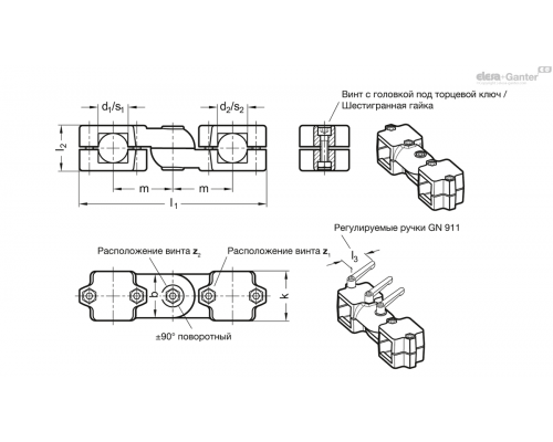 Зажим GN 289-B42-B42-S-2-SW ELESA+GANTER