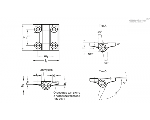 Петля GN 437.4-ZD-60-60-A4-SR ELESA+GANTER