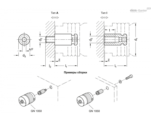 Шпилька GN 1050.1-2-M10-A-ST ELESA+GANTER