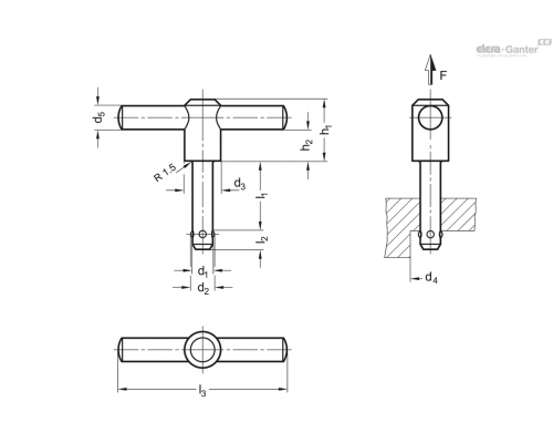 Подъёмный штифт GN 1131-10-50-NI ELESA+GANTER