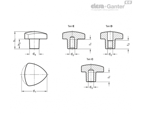 Треугольная ручка GN 5339.5-40-M8-E-* ELESA+GANTER