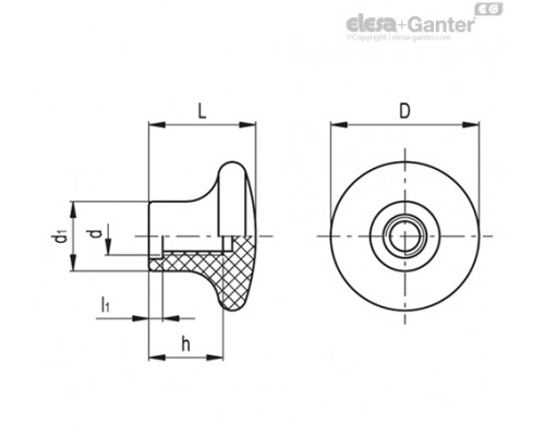 Грибовидная ручка I.150/30-M6 (20211-R) ELESA+GANTER