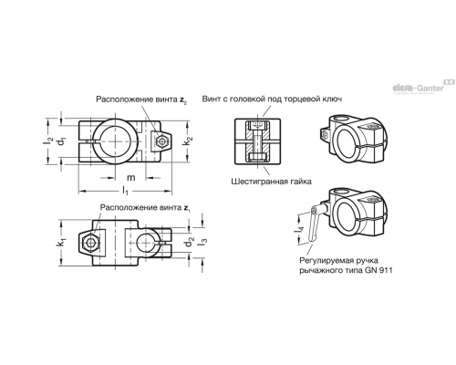 Зажим GN 133-B48-B30-2-BL ELESA+GANTER