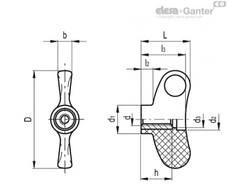 Зажимной барашек EWN.70 SST-FP-M10-C0 (224153-C0) ELESA+GANTER