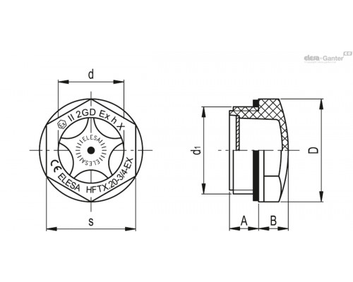 Смотровое стекло HFTX.30-1¼-EX (13761-R-EX) ELESA+GANTER