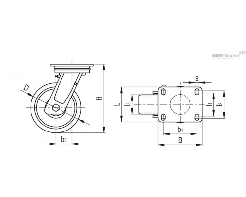 Колесико RE.F4-125-SSL-WH (451425) ELESA+GANTER