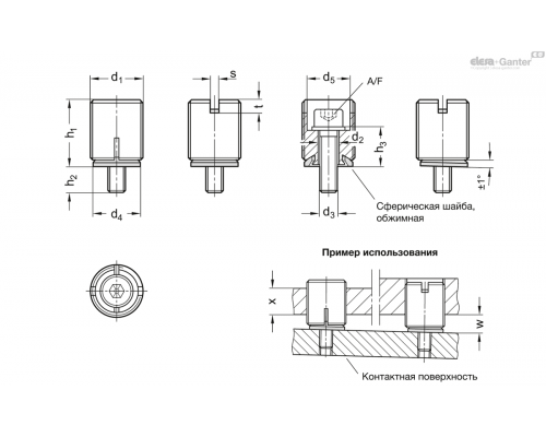 Регулируемая опора GN 355.2-M18x1-7-NI ELESA+GANTER