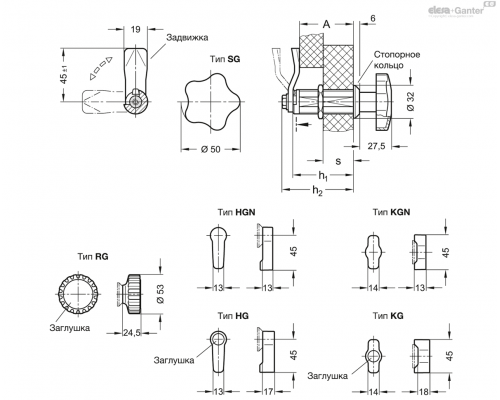 Замок GN 515-NI-SG-30-34-BL ELESA+GANTER