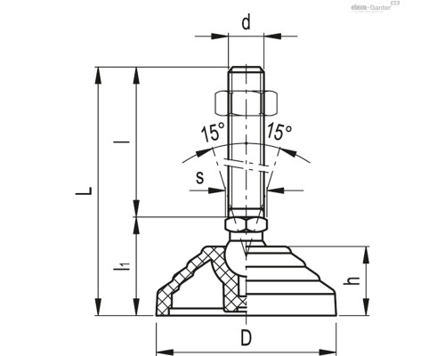 Регулируемая опора LV.A-60-14-SST-M16x68-VD (183141) ELESA+GANTER