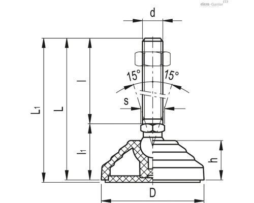 Регулируемая опора LV.A-100-14-AS-SST-M12x98-VD (184425) ELESA+GANTER