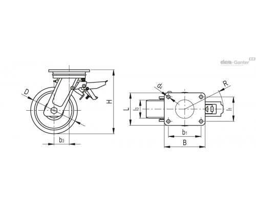Колесико RE.F4-250-SSF-WEH (451451) ELESA+GANTER