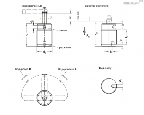 Поворотный зажим GN 876-25-14-R-F ELESA+GANTER