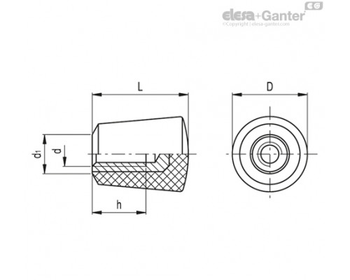 Коническая ручка I.307/25 B-M6 (23901) ELESA+GANTER