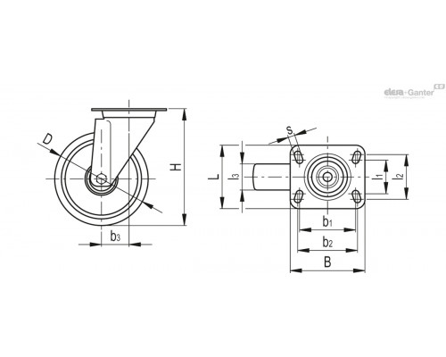 Колёсико RE.F2-100-SSL-N (452426) ELESA+GANTER