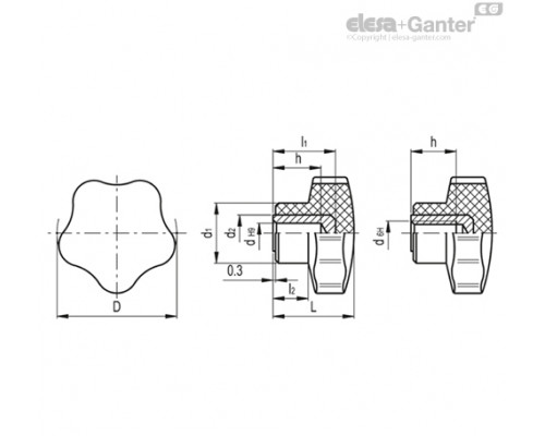 Лепестковая поворотная ручка VC.192/30 B-M5 (66221) ELESA+GANTER