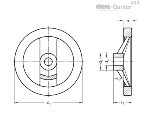 Маховик со спицами GN 322-160-*14-A ELESA+GANTER