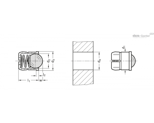 Фиксатор пружинный GN 614.5-10-KU ELESA+GANTER
