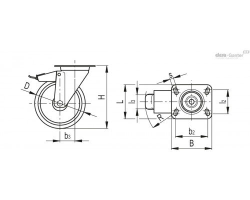 Колесико RE.F1-125-SBF-SST-N (448123) ELESA+GANTER