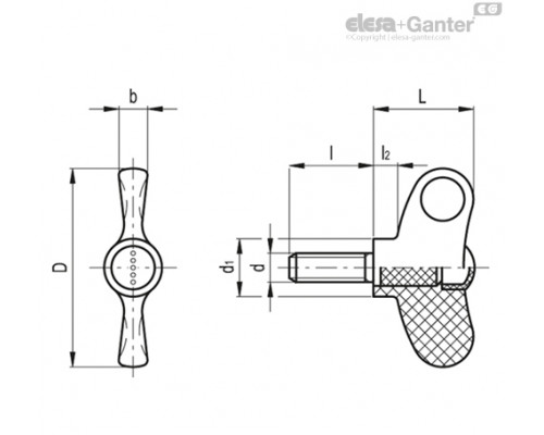 Зажимной барашек EWN.48 p-M6x20-C2 (223536-C2) ELESA+GANTER