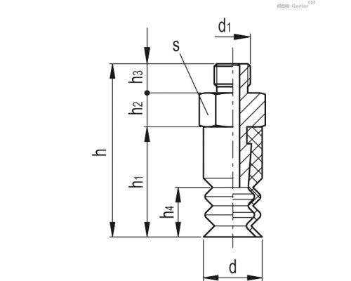Вакуумная присоска VVL-08-M5-T-S (VV.56012) ELESA+GANTER