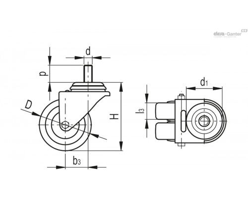 Колёсико RE.C7-075-CBL-G (452160) ELESA+GANTER