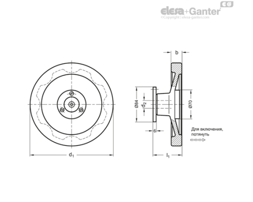 Предохранительный маховик GN 327-160-K16-A-* ELESA+GANTER