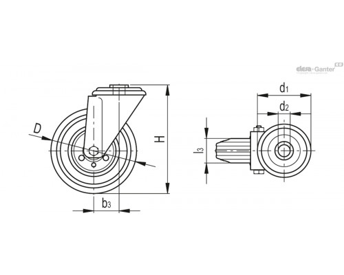 Колёсико RE.E3-125-FBL-N (450211) ELESA+GANTER