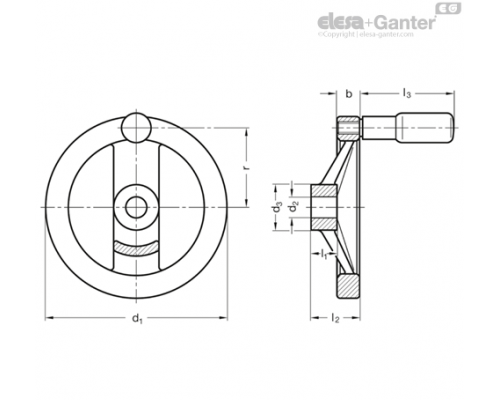 Маховик со спицами GN 322-250-*22-R ELESA+GANTER
