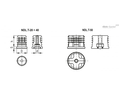 Торцевая заглушка NDL.T-50x2-M10 (430727) ELESA+GANTER