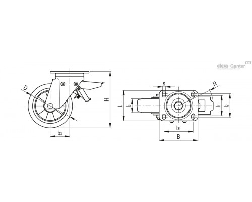 Колёсико RE.G2-160-SSF-H (452781) ELESA+GANTER