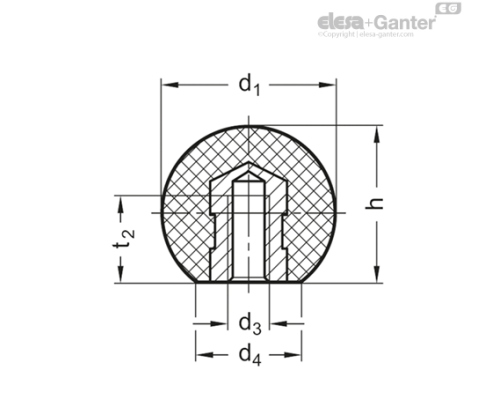 Шарообразная ручка DIN 319-KU-50-M12-E-MS ELESA+GANTER