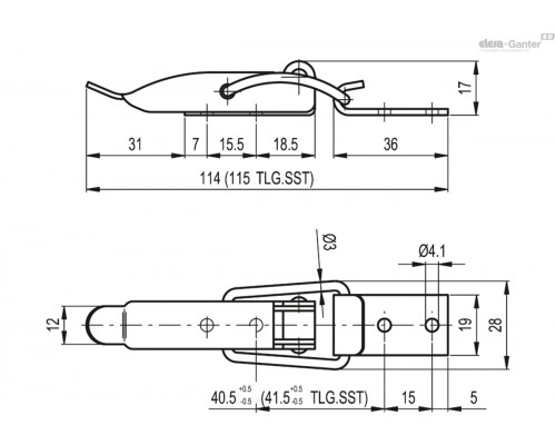 Замок натяжной TLG.SST-12/114+R (420112) ELESA+GANTER