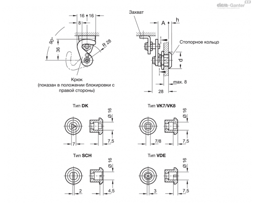 Замок GN 115.8-DK-18-H1-CR-2 ELESA+GANTER