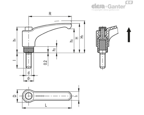 Регулируемая ручка ERX.63 p-M10x50-C2 (234385-C2) ELESA+GANTER