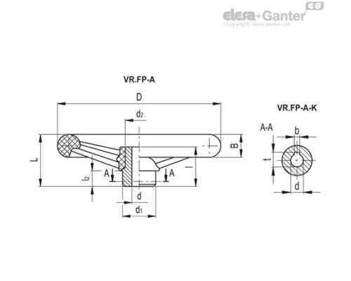 Маховик со спицами VR.100 FP-A10 (77111-10) ELESA+GANTER Маховик со спицами VR.100 FP-A10 (77111-10) ELESA+GANTER
