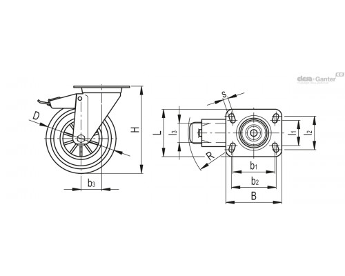 Колёсико RE.E2-080-SBF-N (449601) ELESA+GANTER
